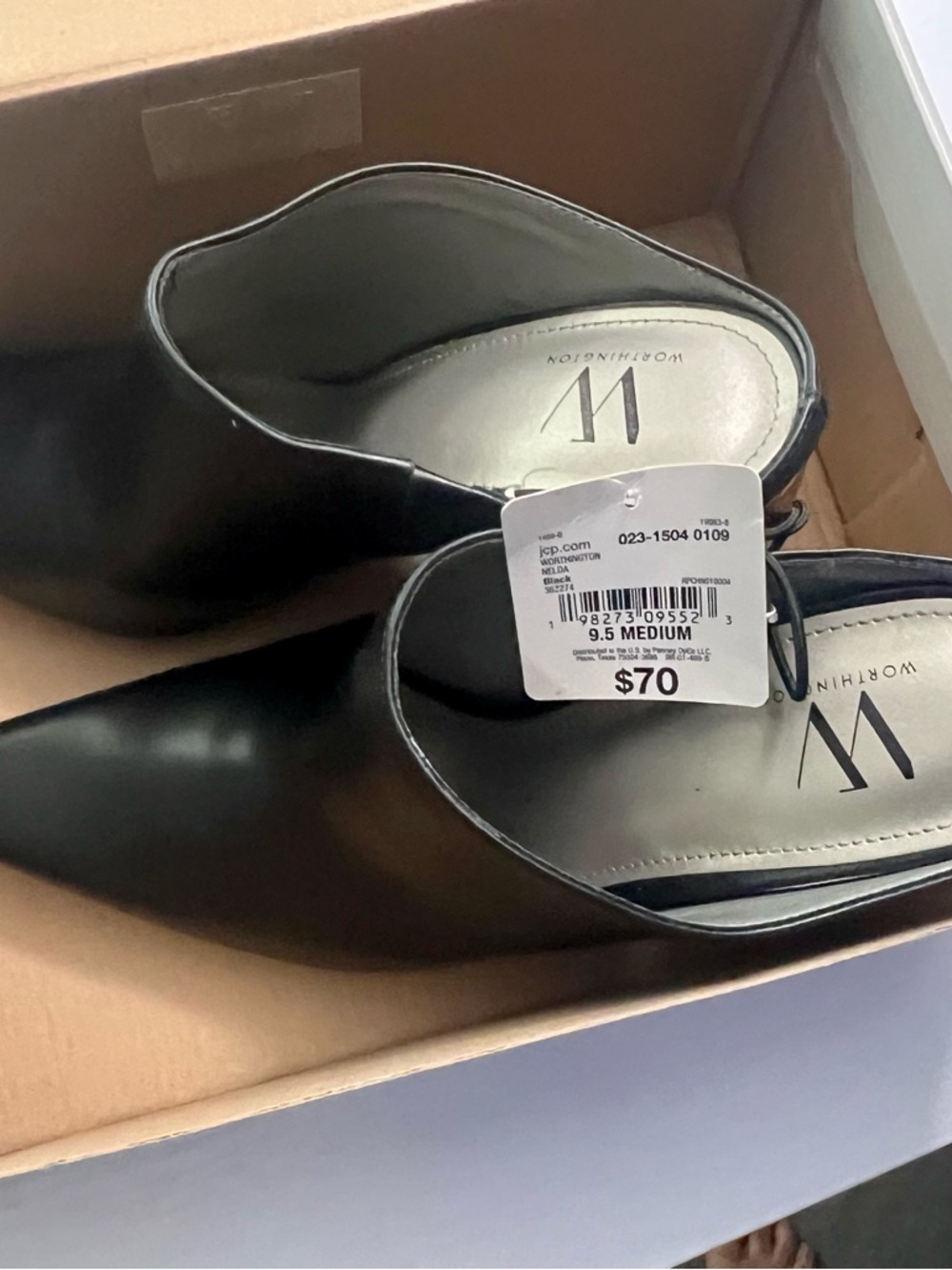 Worthington Black Slip-On Mule Flats